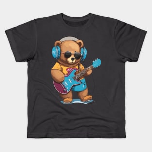 Teddy Bear Play Guitar Kids T-Shirt